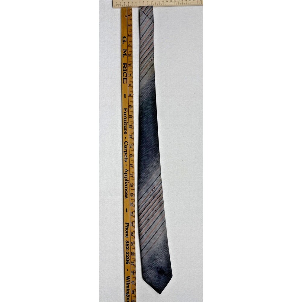 Guccini Mens Tie Gray Peach Tan Striped Classic Necktie Vintage Formal